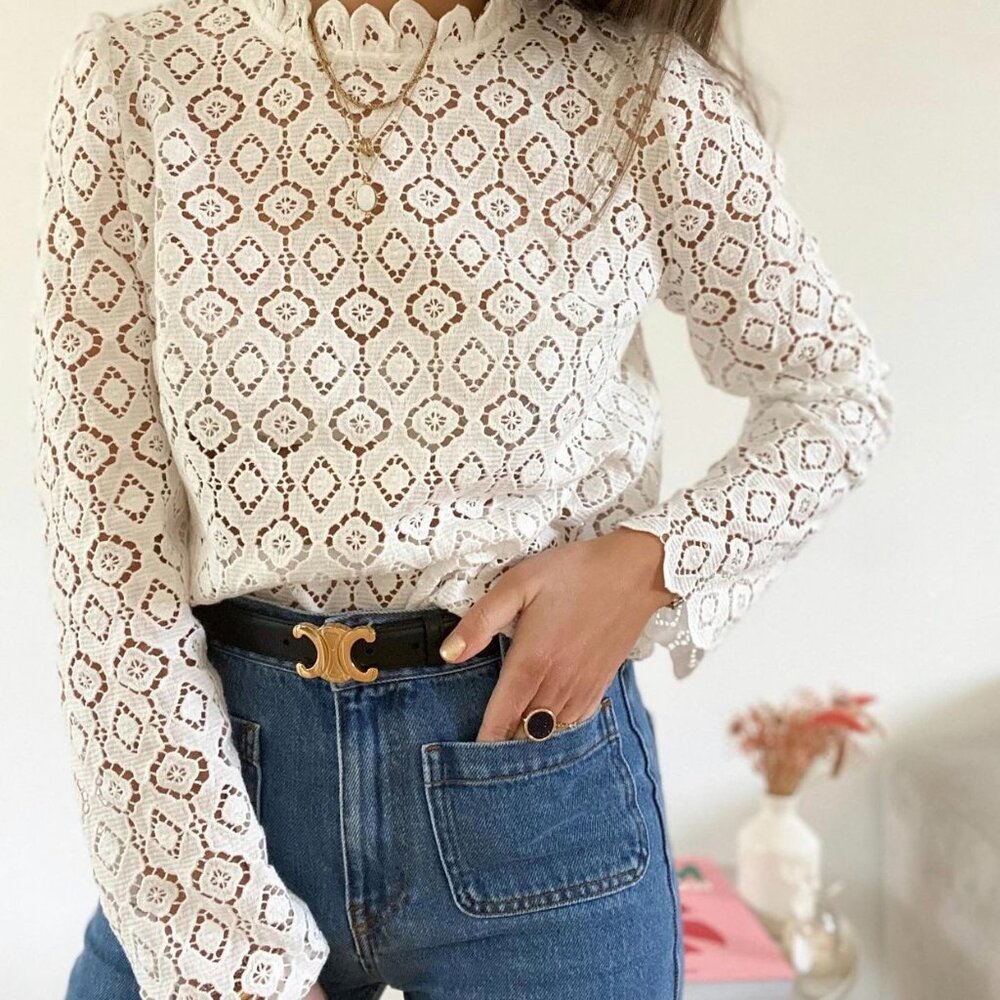 Celine Black Leather Belt with Gold Buckle